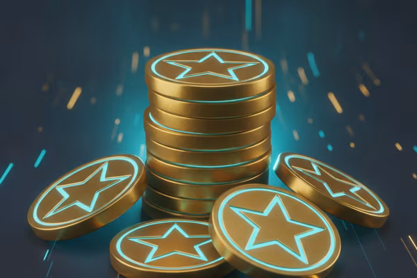 Stack of virtual star coins
